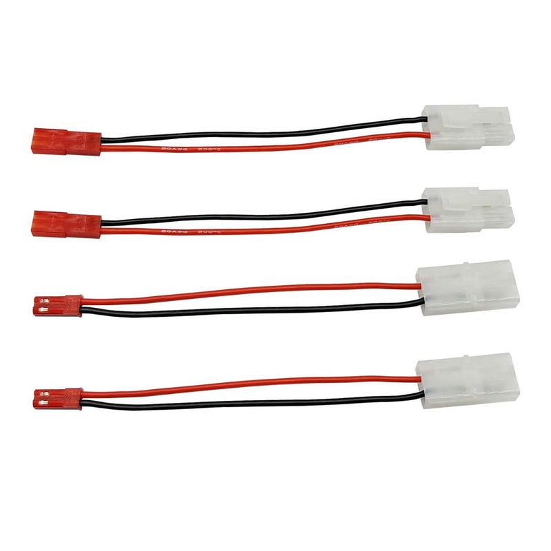 FLY RC 2pairs Compatible with Tamiya to JST Male Female Adapter with 10cm 4in 20awg Wire for RC FPV ESC Speed Controller Lipo Battery Charging - Image 1